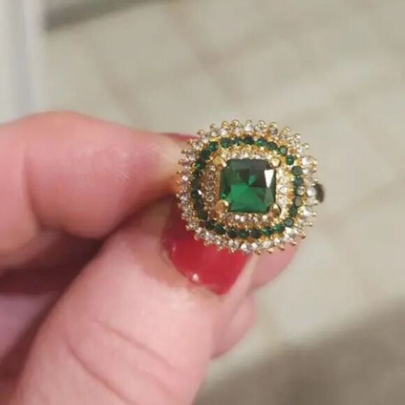 Elegant Two-tone Sparkling crystal ring sz 9 - Picture 10 of 12